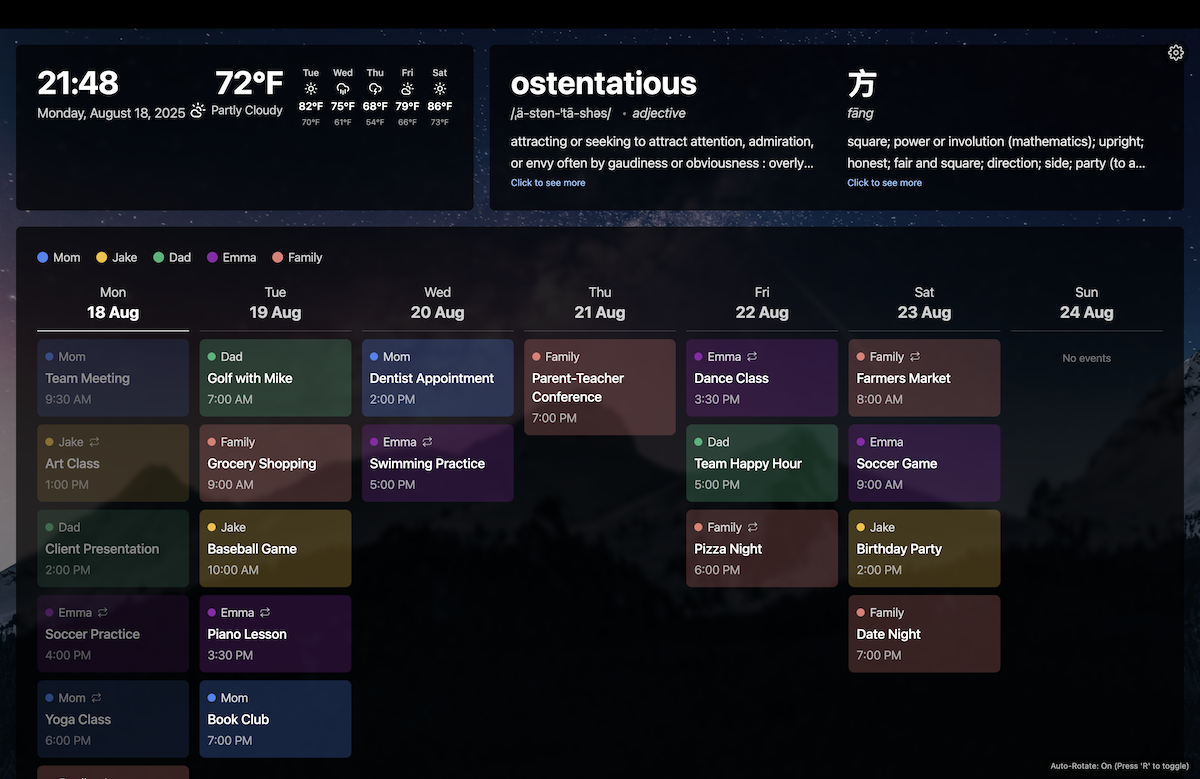 Family Dashboard in action