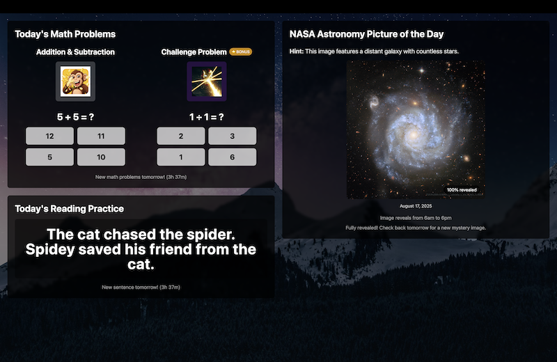 Kids activities feature